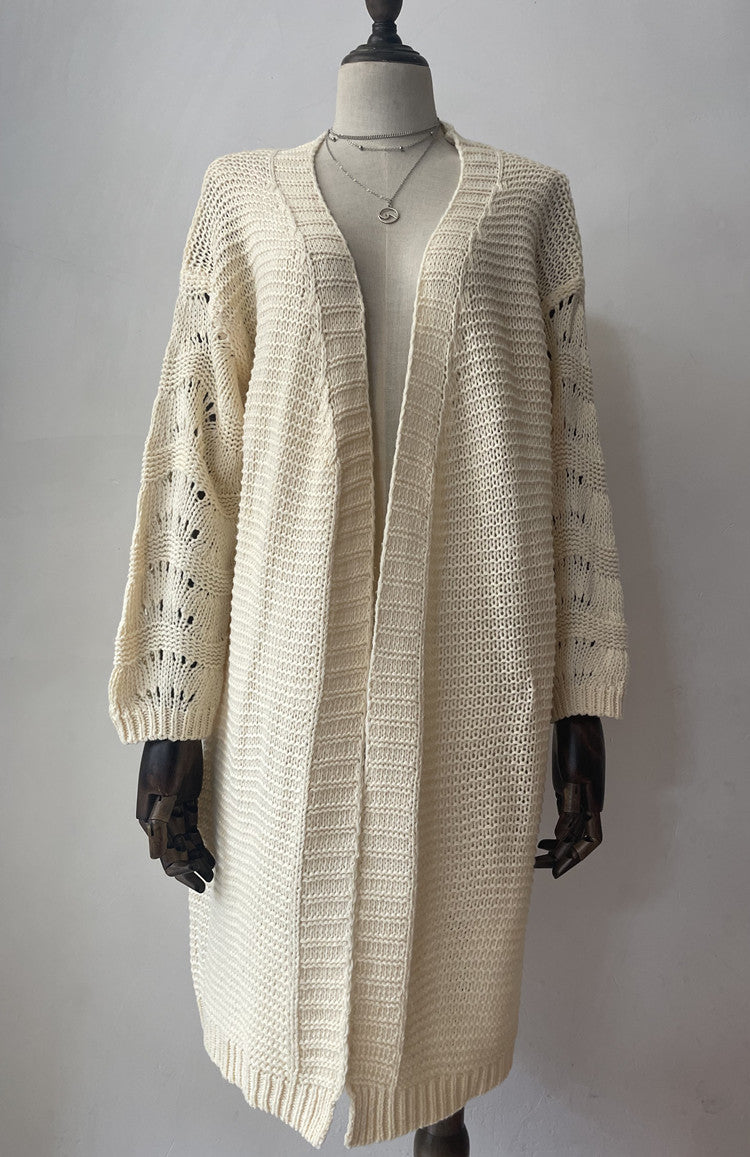 Women's Long Solid Color Knitted Mid-length Sweater