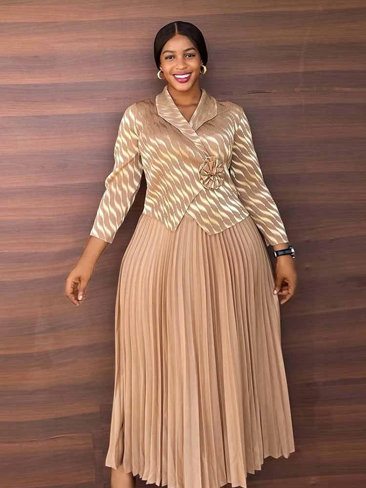 Women's Dress Lightly Mature Pleated Chiffon Printed Dresses