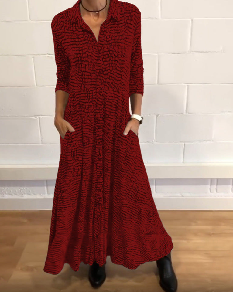 Durable Women's Fashion Printed Long Sleeve Dress