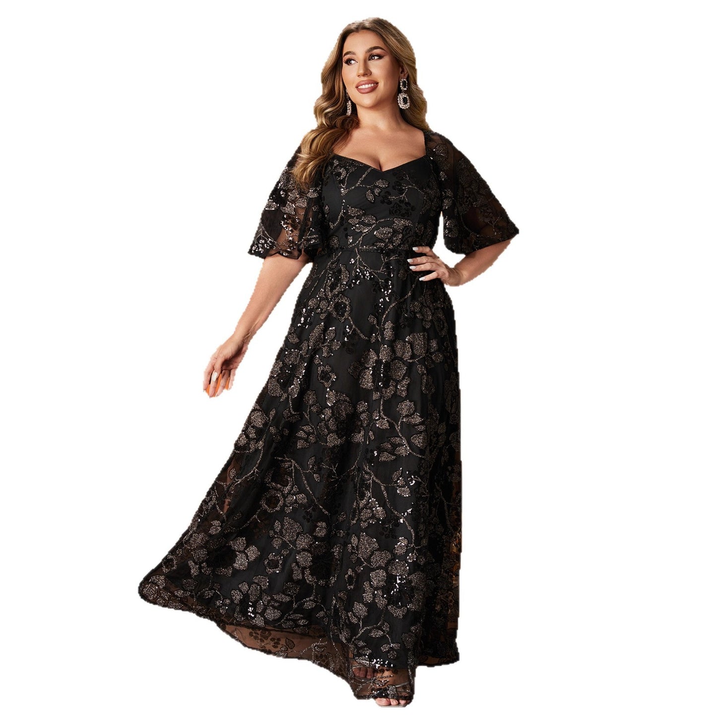 Women's Large Dress Sequined Printed Fat Dresses