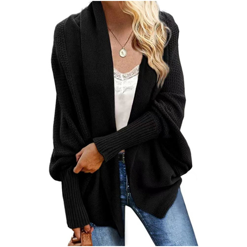 Glamorous Knitted Shawl Batwing Sleeve Oversized Sweater