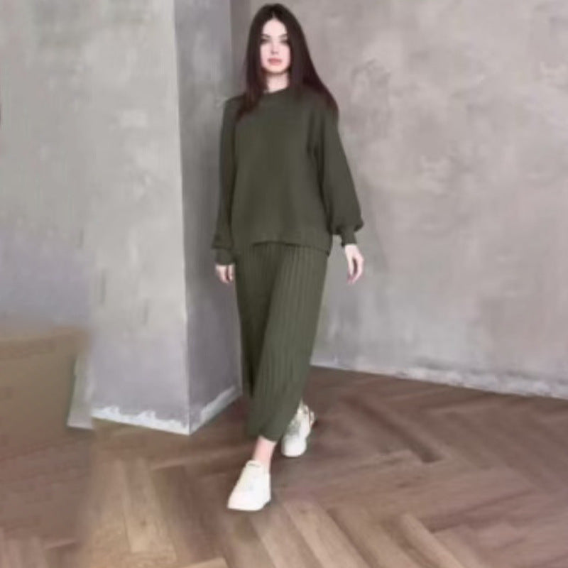 Autumn French Style Retro Crew Neck Dresses