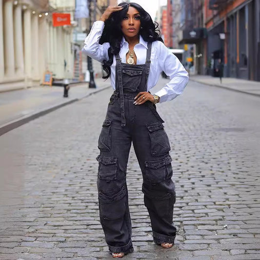 Women's Denim Suspenders Summer Street High Waist Jumpsuits