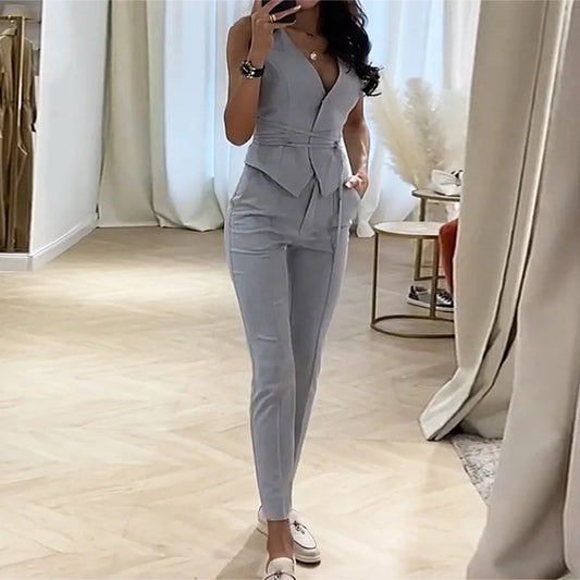 Women's Summer Temperament Sexy Skinny Two-piece Set Suits