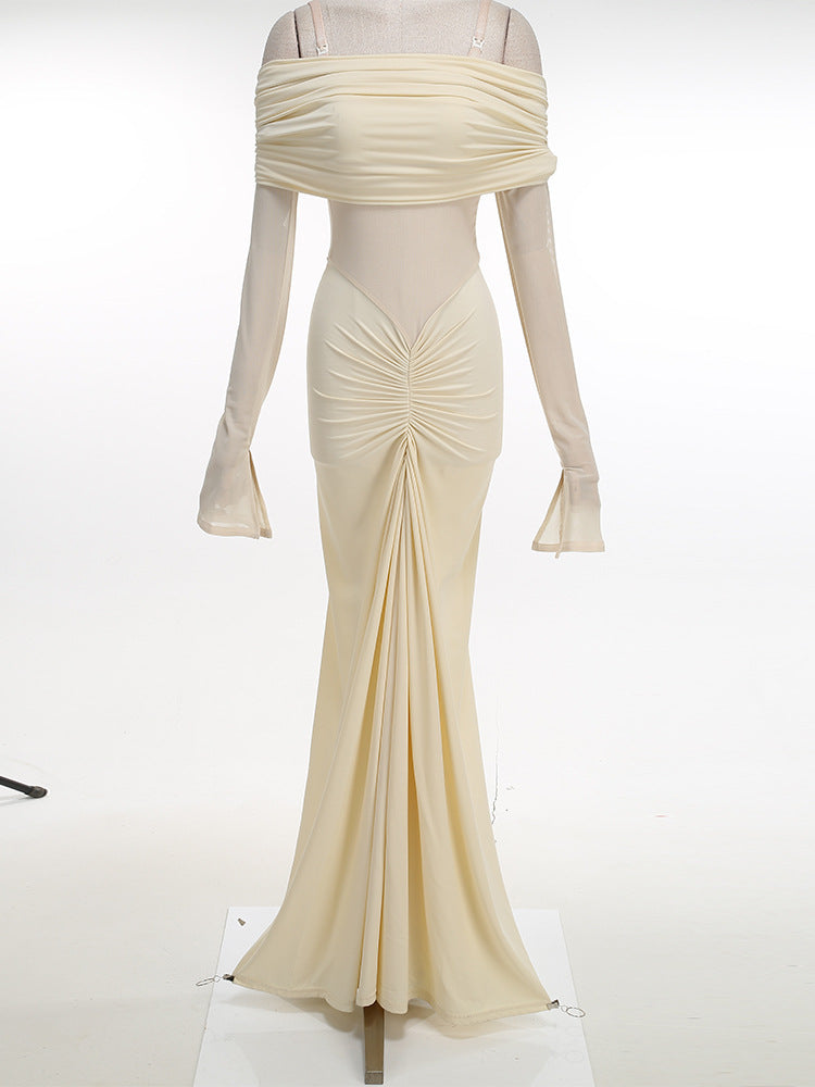 Women's Sexy Dress Long Elegant Pleated Banquet Dresses