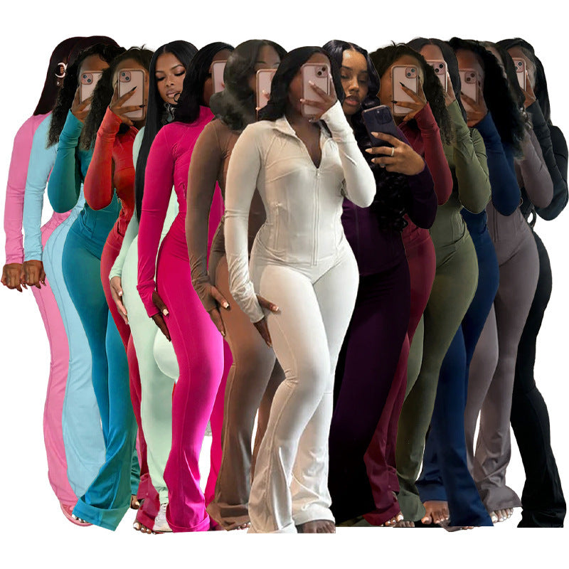 Women's Sports Leisure Sexy Tight Long-sleeved Horn Fashion Casual Suit