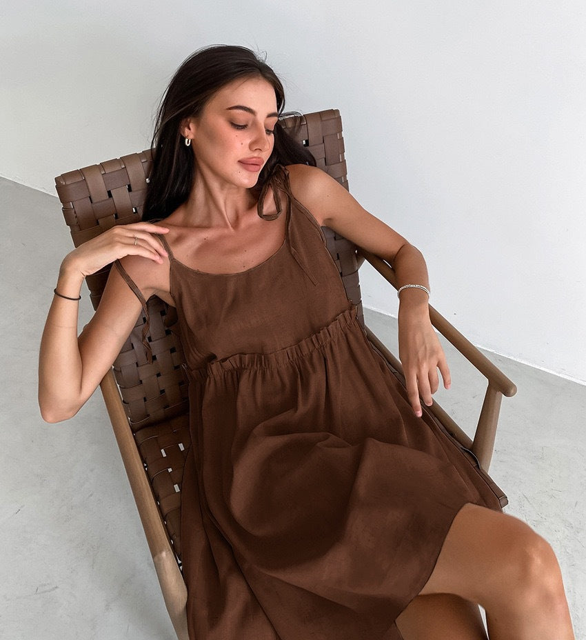 Women's Urban Sexy Cotton Linen Style Strap Dress