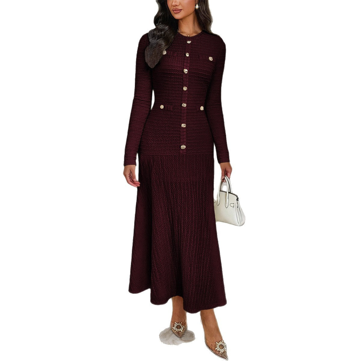 Women's Elegant Style Sleeve Solid Color Maxi Clothing