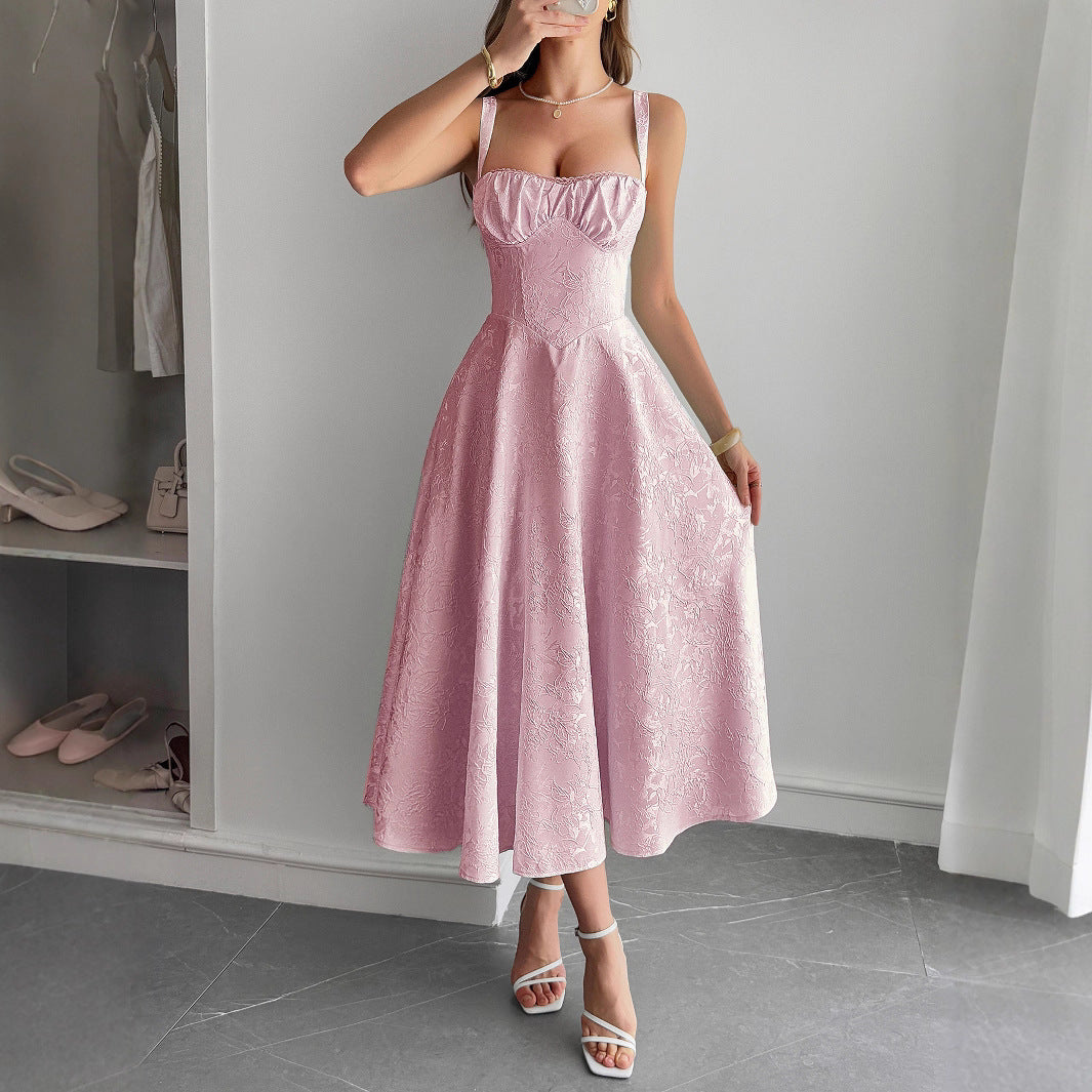 Women's Summer Elegant Graceful Strap Jacquard Maxi Dress