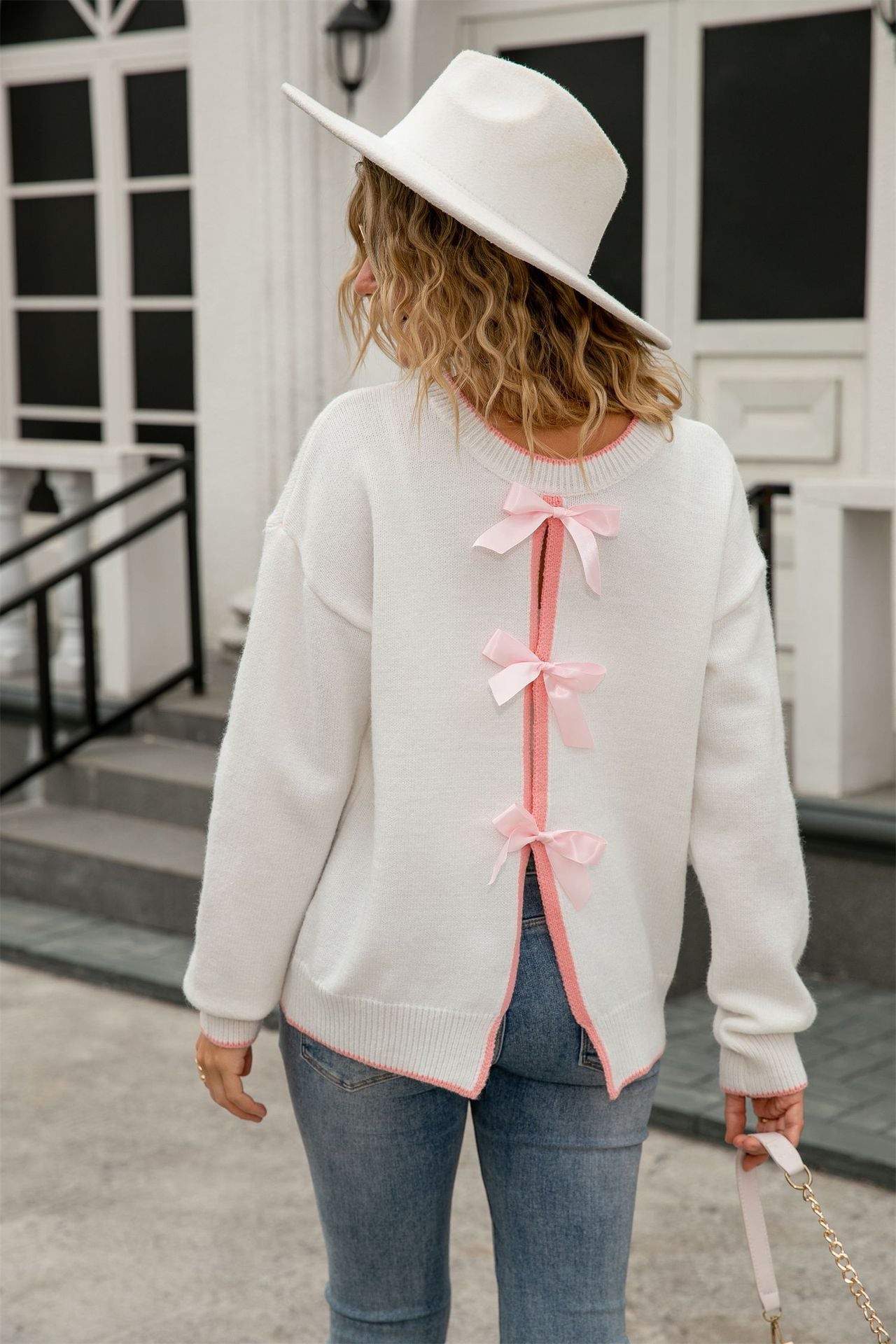 Women's Back Bow Tie Sexy Backless Knitted Sweater