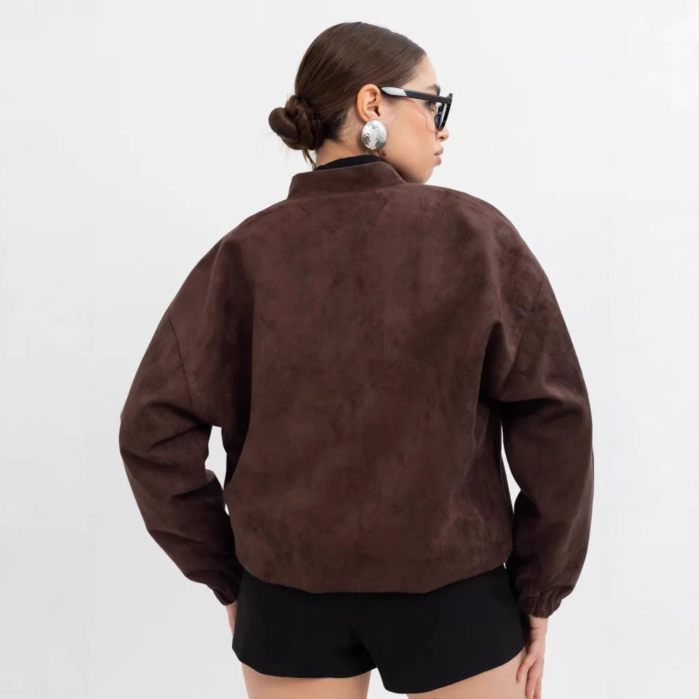 Durable American Retro Stand Collar Loose Coats