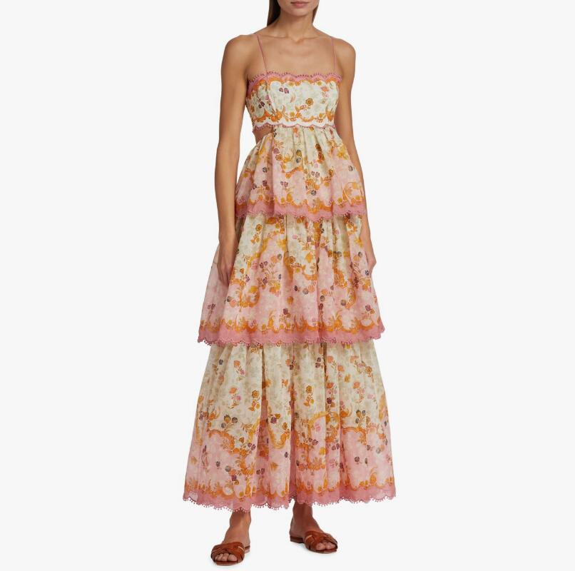 Women's Russian Fashion Tassel Midriff Outfit Embroidered Dresses