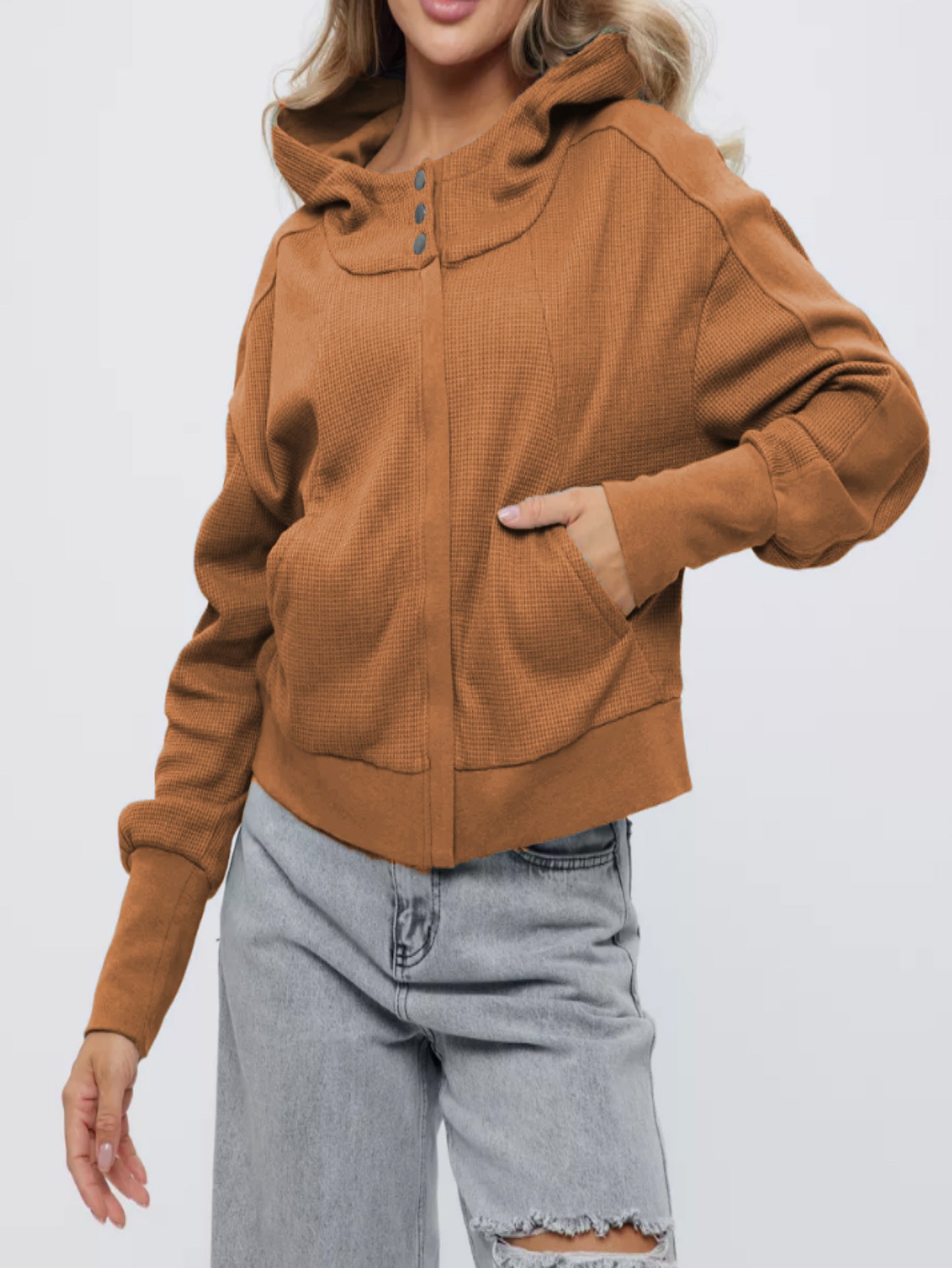 Women's Patchwork Long Sleeve Pullover Zipper Trendy Hoodie Tops