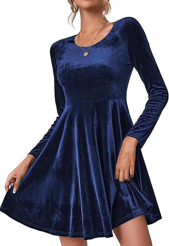 Women's Long Sleeve Round Neck Large Swing Dress