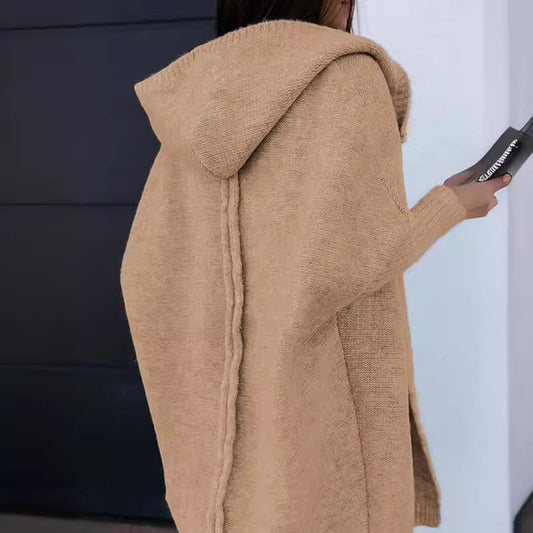 Women's Popular Hooded Front Knitted Long-sleeved Sweaters