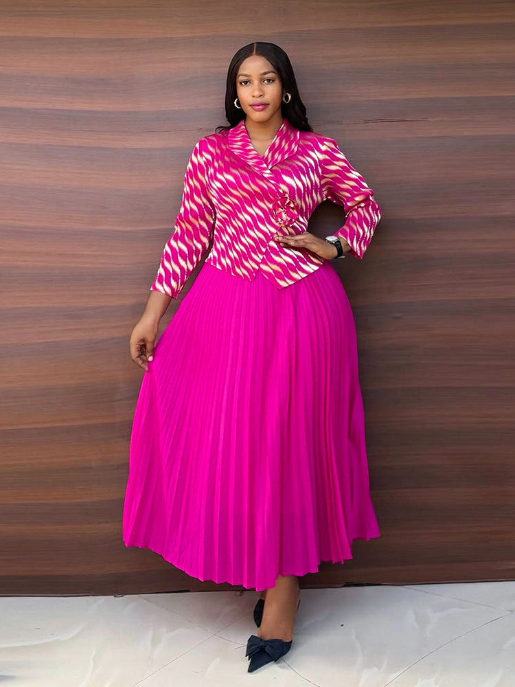 Women's Dress Lightly Mature Pleated Chiffon Printed Dresses