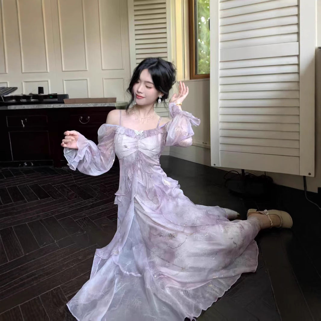 Holiday Show Temperament Fairy Purple Blooming Dresses