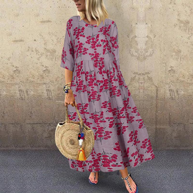 Plaid Summer Leisure Artistic Temperament Sleeve Dresses