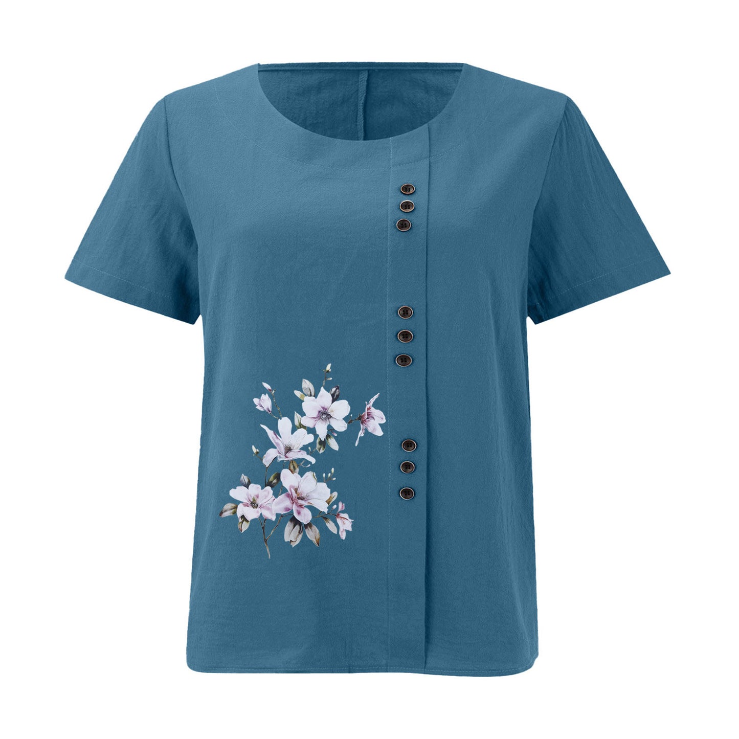 Women's Cotton Linen Retro Casual Loose Short-sleeved Blouses