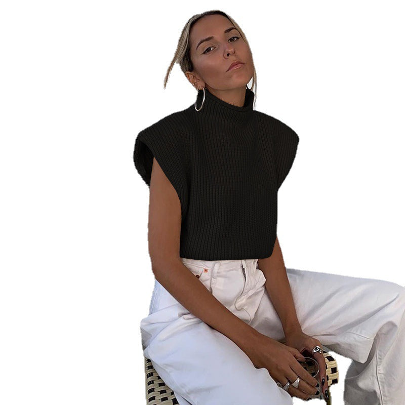 Women's Solid Color Knitted Sexy Temperament Turtleneck With Sleeves Sweater