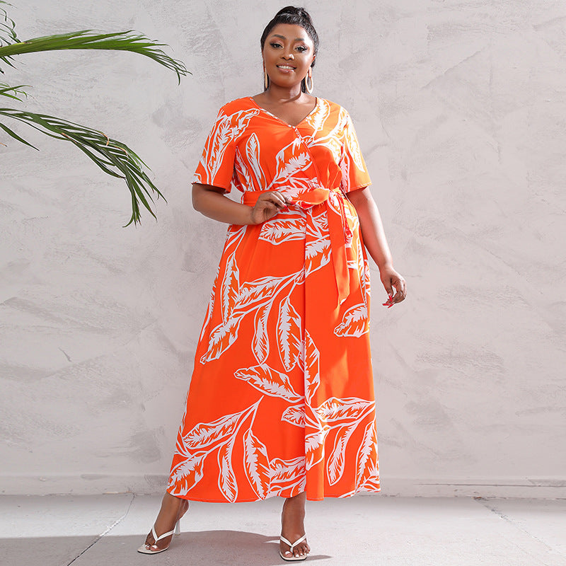 Western Style Midi Temperament Printed Black Dresses