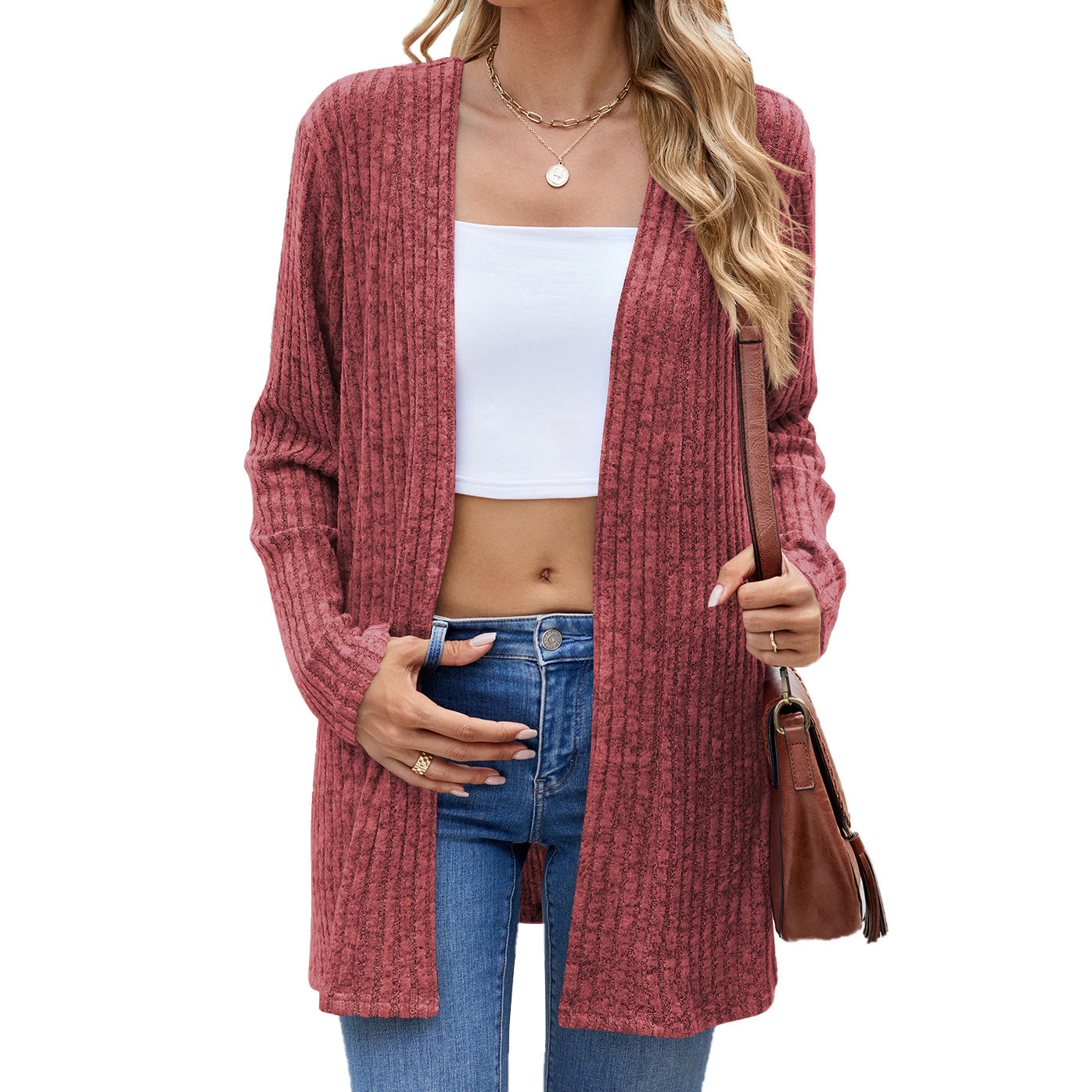 Long Sleeve Loose Sunken Stripe Sanding Women's Sweater