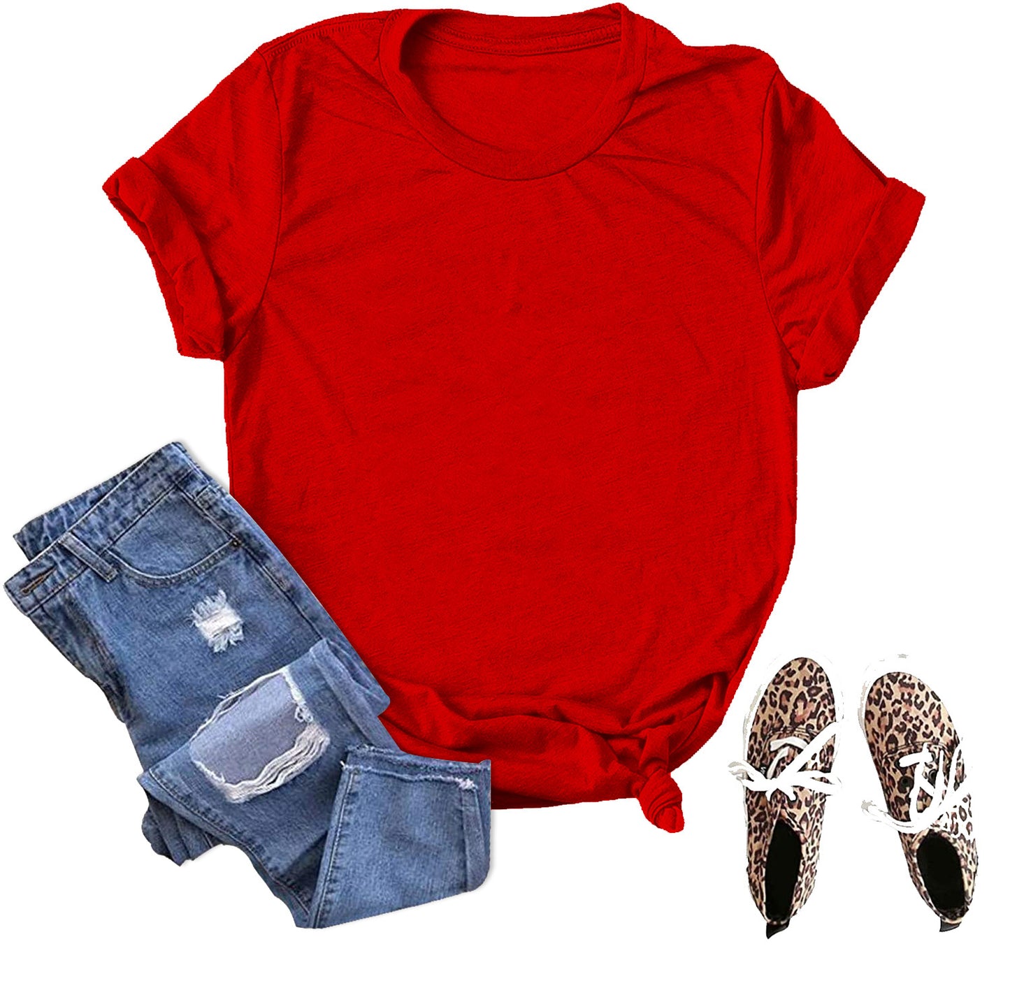 Women's & Men's & Solid Color Blank Loose T-shirt Blouses