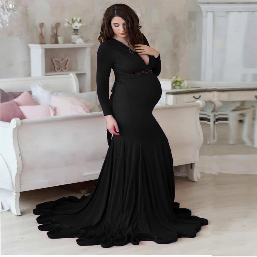 Women's Mercerized Cotton Mop Long Sleeve Dress Dresses
