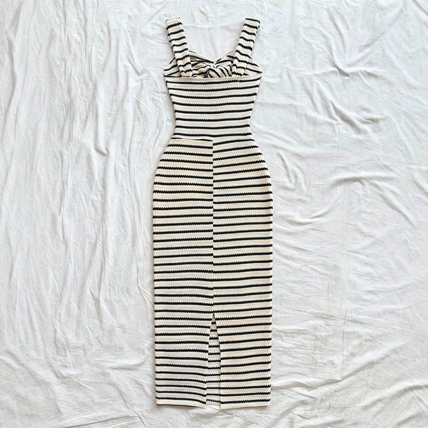 Women's Fashion Comfortable Striped Spaghetti Straps Chest Knot Dress