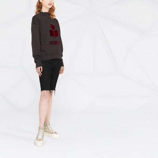 Women's Classic Flocked Printed Stand Collar Cotton Sweaters