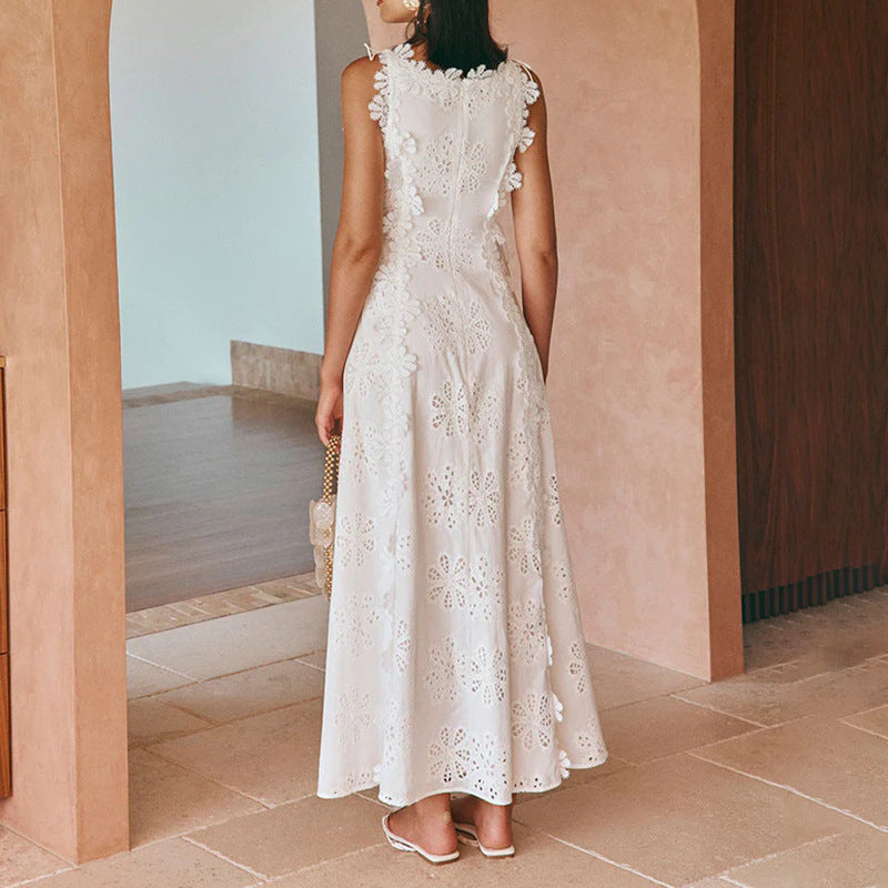 Women's Suspender Summer Round Neck Sleeveless Three-dimensional Dresses