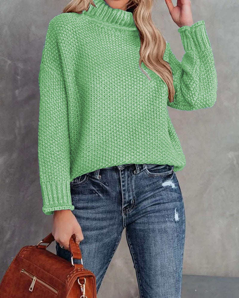 Women's Turtleneck Knitting Long Sleeve Hemming Women's Sweater