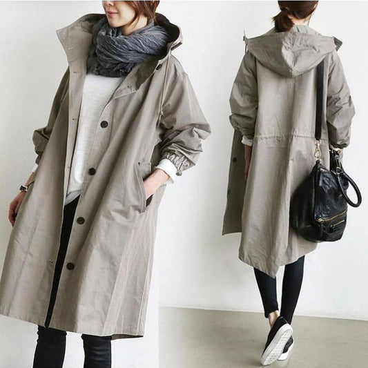 Women's Windbreaker Mid-length Small Temperament Color Long Coats