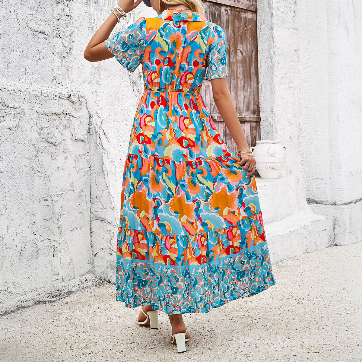 Comfortable Women's Holiday Casual Style Printed Dress