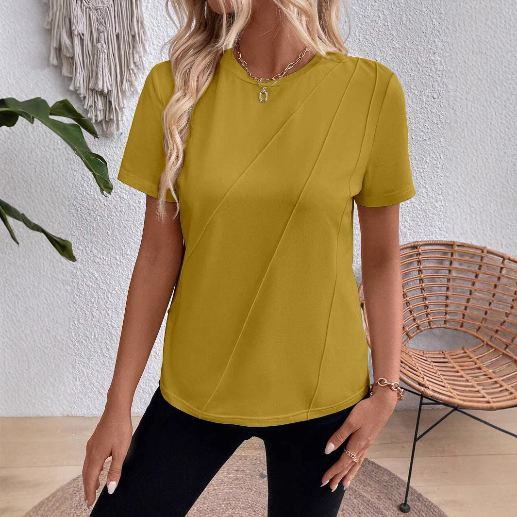 Women's Solid Color Round Neck Sleeves Loose Blouses