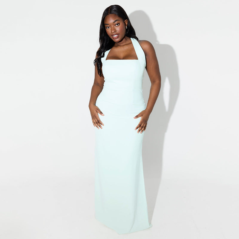 Color Sleeveless With Suspenders Backless Lace Dresses