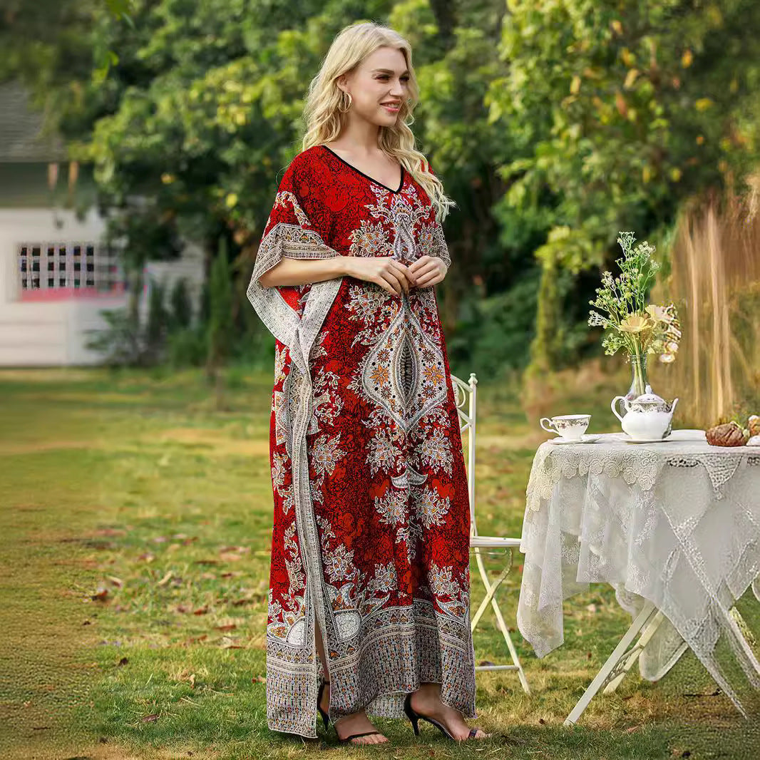 Women's Bohemian Printed Loose Robe Seaside Vacation Plus Size