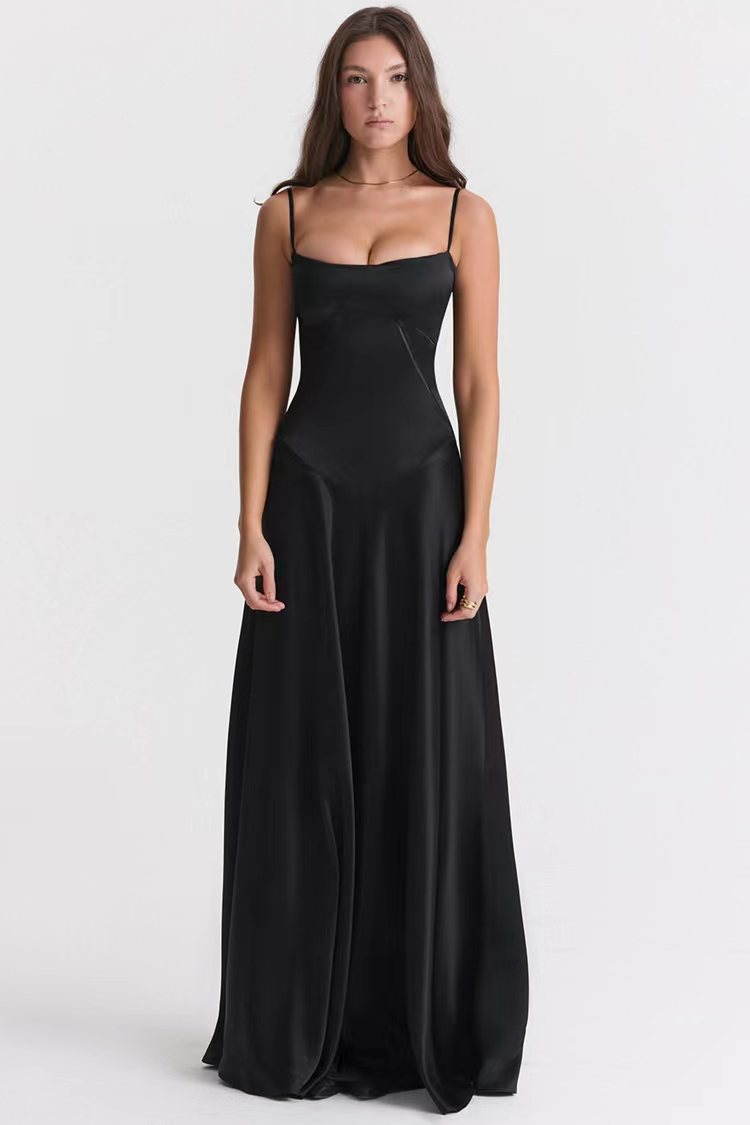 Solid Color Sleeveless Sling Body Shaping Backless Dresses