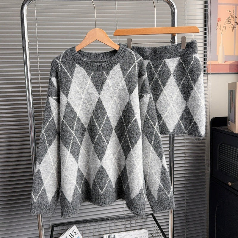 Women's Lattice Knitted Winter One Set Wear Suits