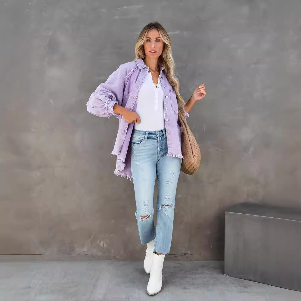 Women's Summer Casual Distressed Tassel Ripped Loose Jackets