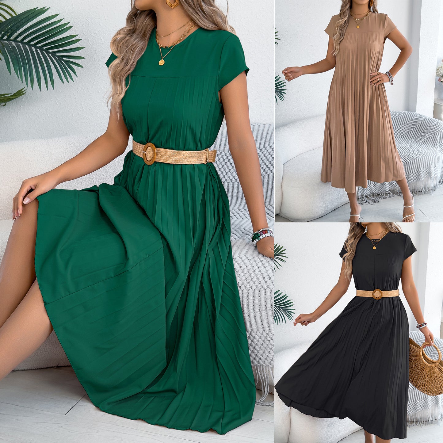 Women's Pleated With Casual Loose Sleeves Pockets Shorts