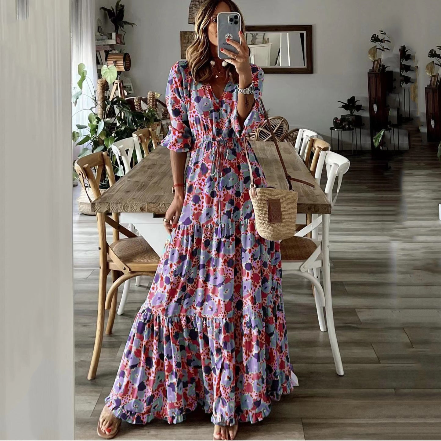 Women's Summer Temperament Vacation Printed Swing Long Clothing