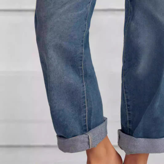 Women's Comfortable British Vintage Single-breasted Cropped Jeans