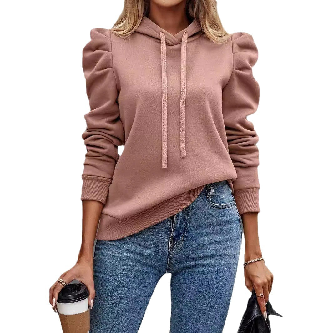 Ladies Hoodie Drawstring Long-sleeved Leisure Pullover Sweaters