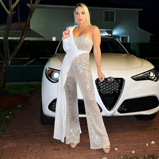 Women's Sier Stitching Sequined Fashionable Sequins Pants