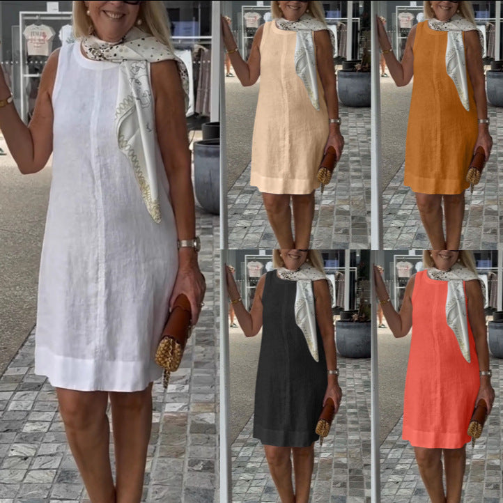 Women's Casual Solid Color Round Neck Vests
