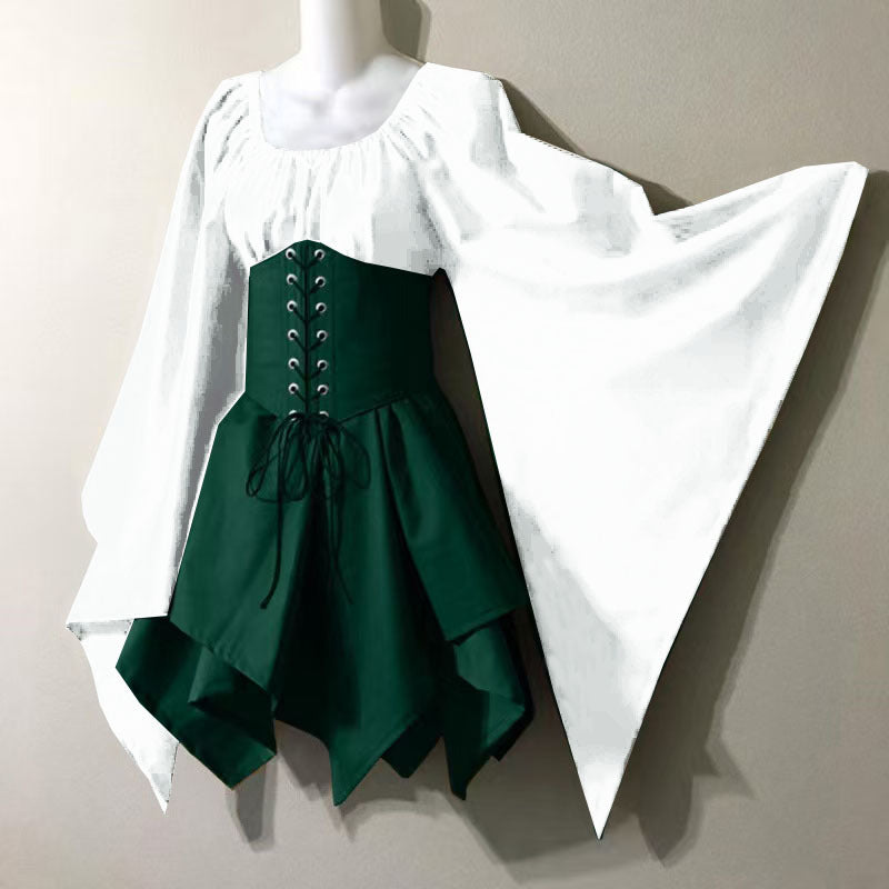 Medieval Renaissance Retro Trumpet Sleeve Long Dress