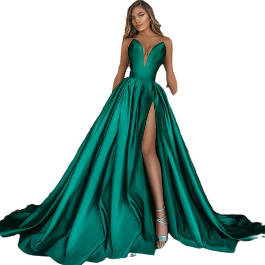 Women's Sexy Deep V Split Long Dress Wedding Dresses