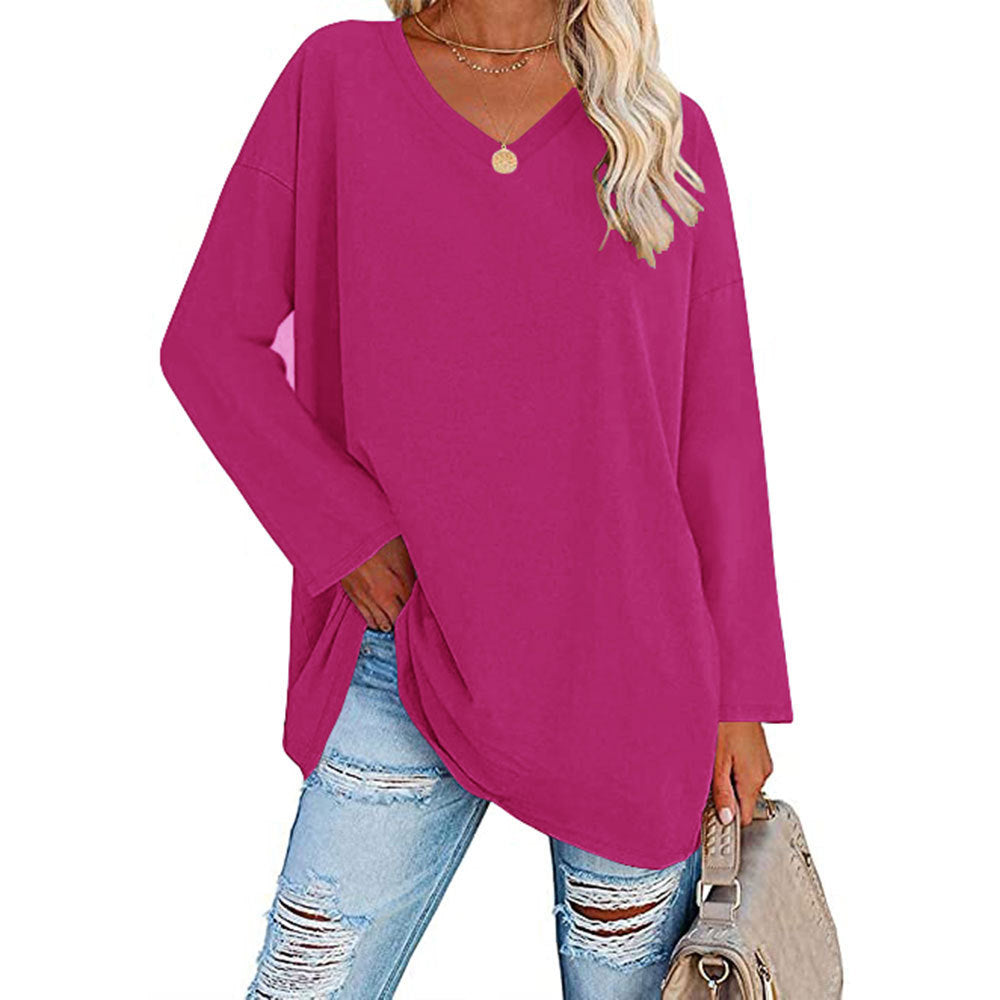 Women's Oversized T-shirt Color Loose Shoulder Sleeve Blouses