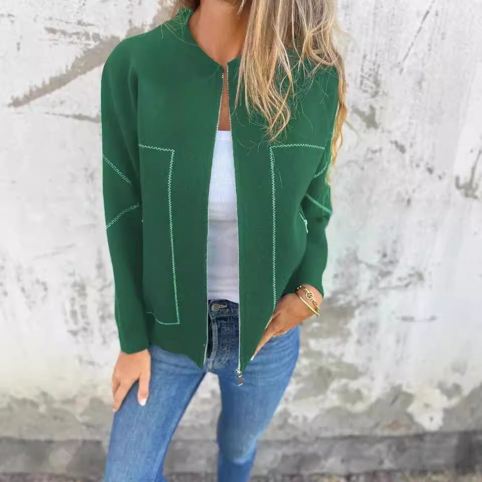 Durable Graceful Fashion Zipper Solid Color Jackets